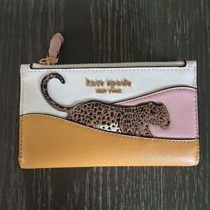 kate spade ♠️ Colorblock Lucy Leopard 🐆Appliqué Zip Wallet NWT